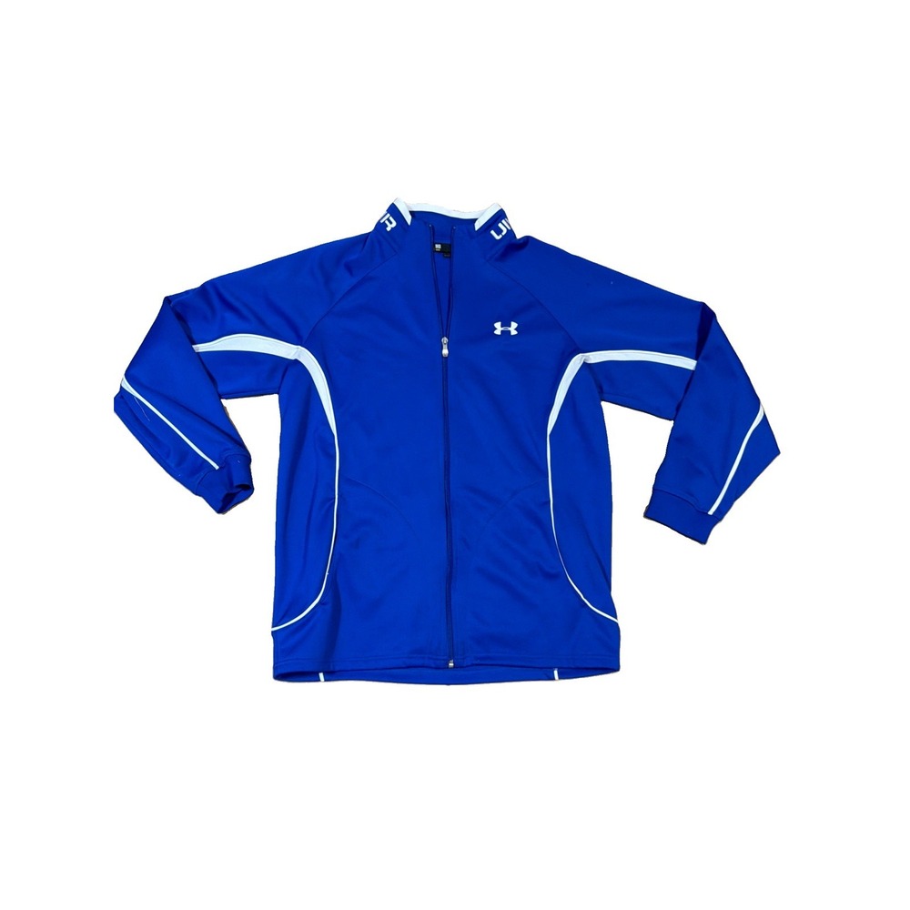 Under Armour Track Jacket Mens Medium Blue Loose Stretch Zip UA